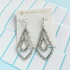 Kendra Scott Alice Silver Drop Earrings with dust bag